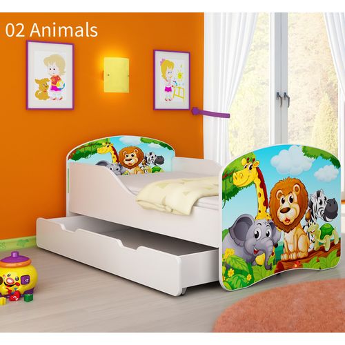 Dječji krevet ACMA s motivom + ladica 140x70 cm 02-animals slika 1