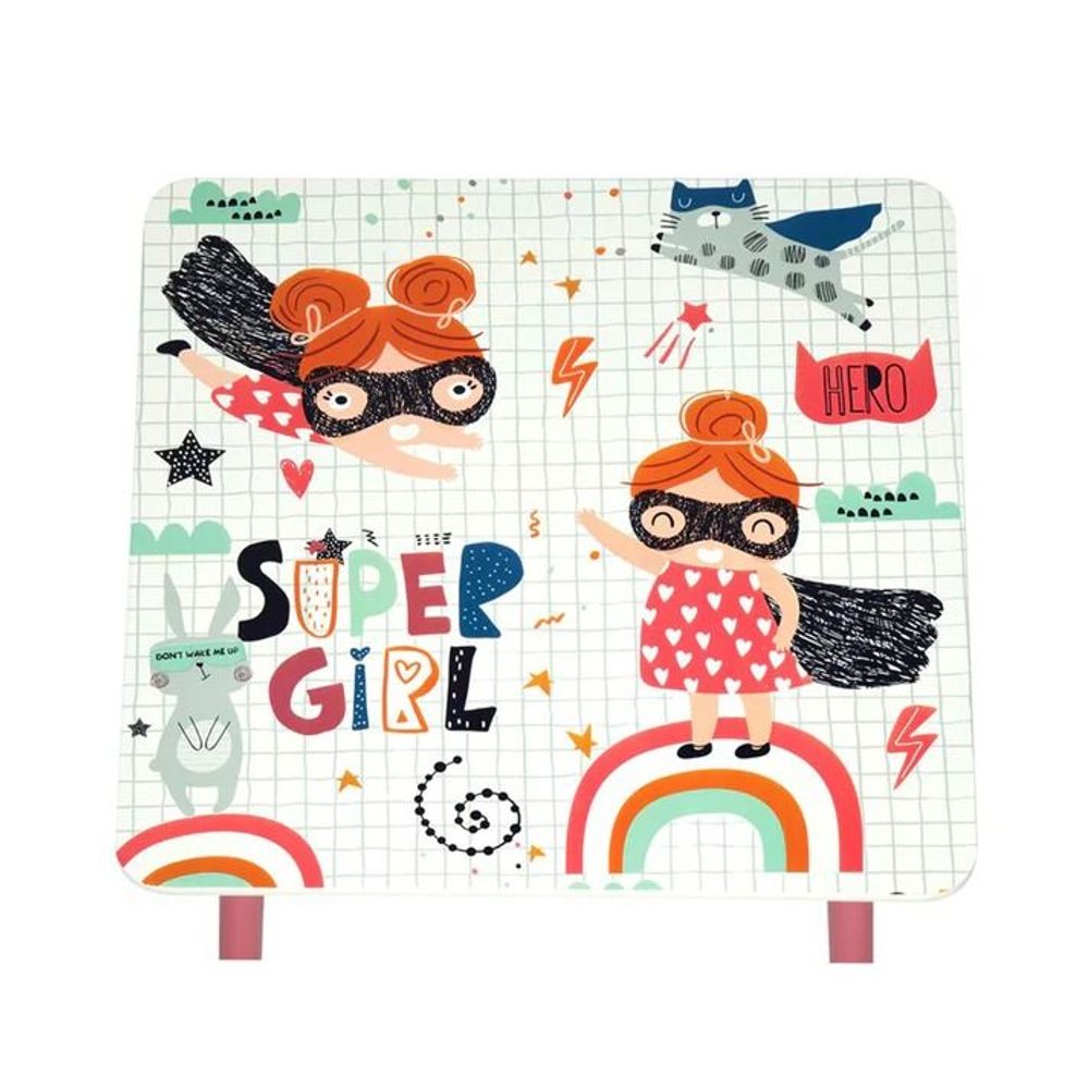 Kinder Home Drveni dječiji sto sa dvije stolice Super Girl slika 3
