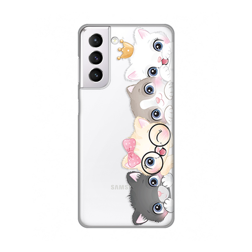 Torbica Silikonska Print Skin za Samsung G991B Galaxy S21 Cats slika 1