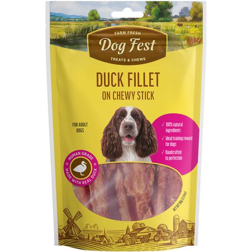 Dog Fest Duck Fillet Chewy Stick, poslastica za pse, trakice s pačetinom, 90 g slika 1