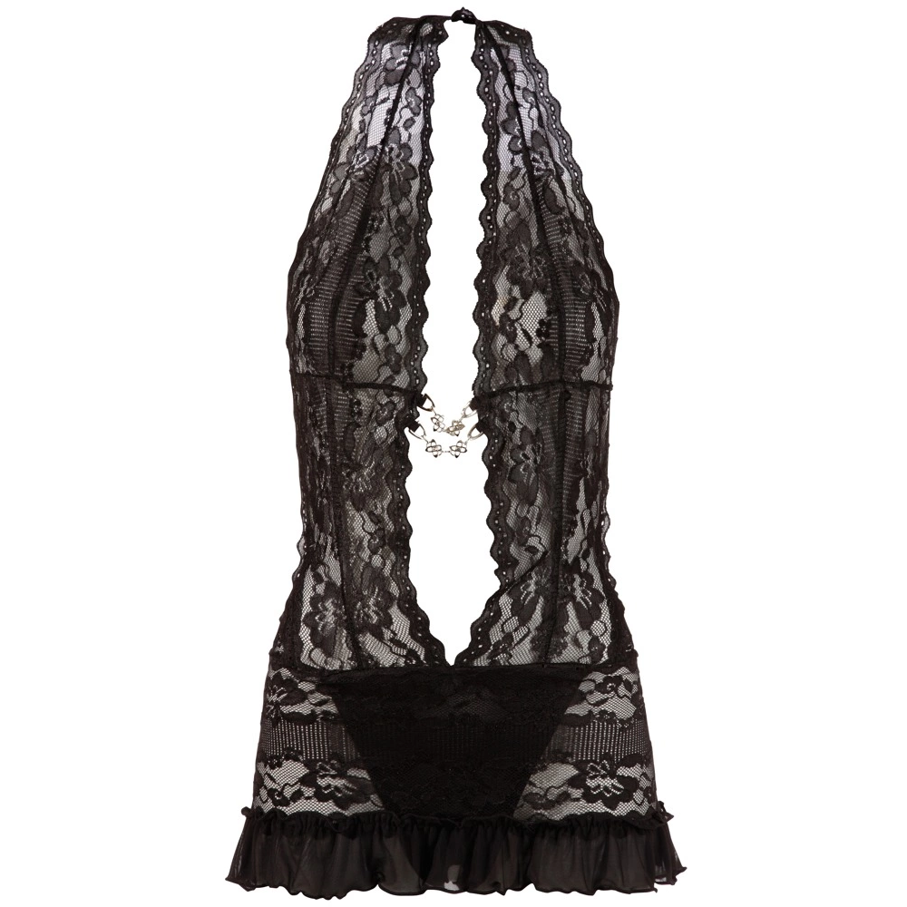 Cottelli LINGERIE Čipkasta haljina crna XL slika 5