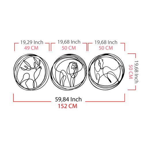 Dekorativni Metalni Zidni Ukras - Jelen, Lav, Konj u Crnoj Boji slika 6