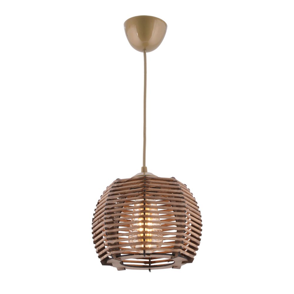 Luster Koce Brown sa Drvenim Tijelom slika 3