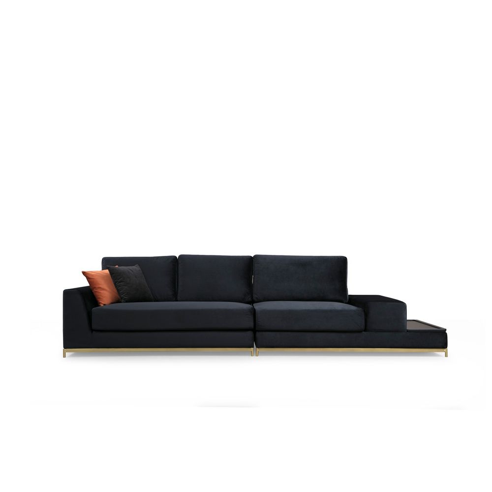 Sofa sa Bočnim Stolom - Crna i Zlatna, 4-Sjedala slika 10