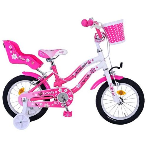 Dječji bicikl s dvije ručne kočnice Volare Lovely 14" roza-bijeli slika 1