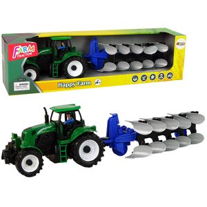Traktor s plugom zeleno-plavi