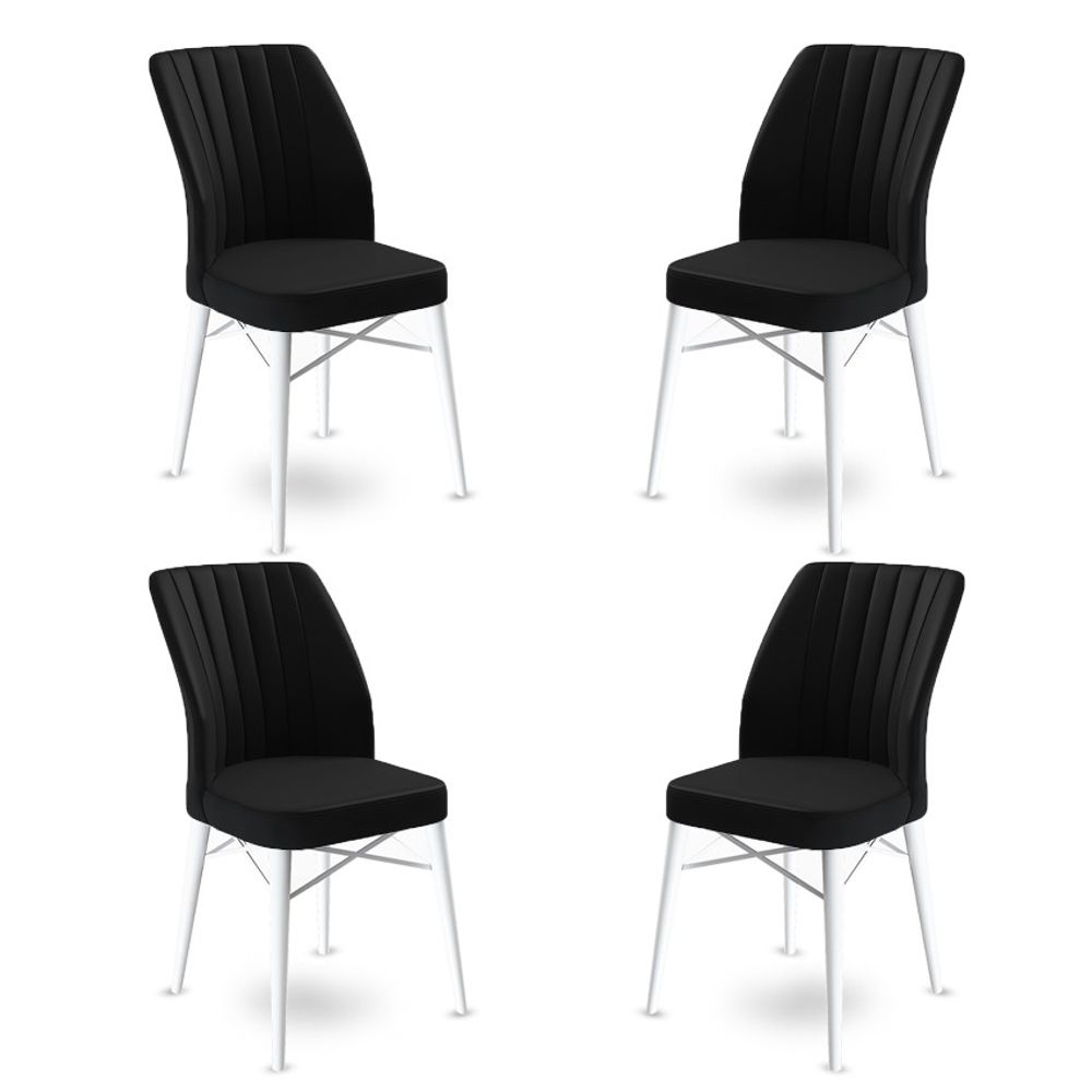 Flex - Crni i Bijeli Set Stolica (4 Komada) slika 1