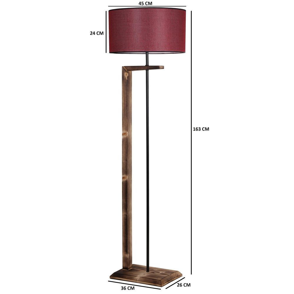 Elegantna Menekşe Yanık Ahšap Lambader s Bordo Abajur slika 3