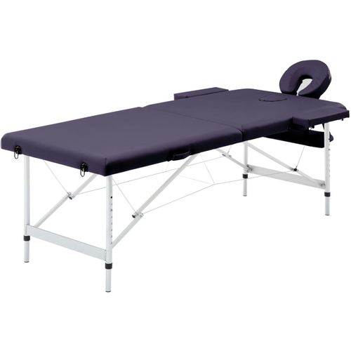 Sklopivi masažni stol s 2 zone aluminijski ljubičasti slika 45