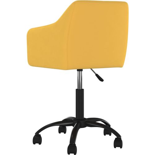 Okretna uredska stolica žuta baršunasta slika 6