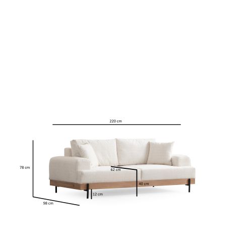 Atelier Del Sofa Trosjed, Eti Oak 3 Seater - White slika 10