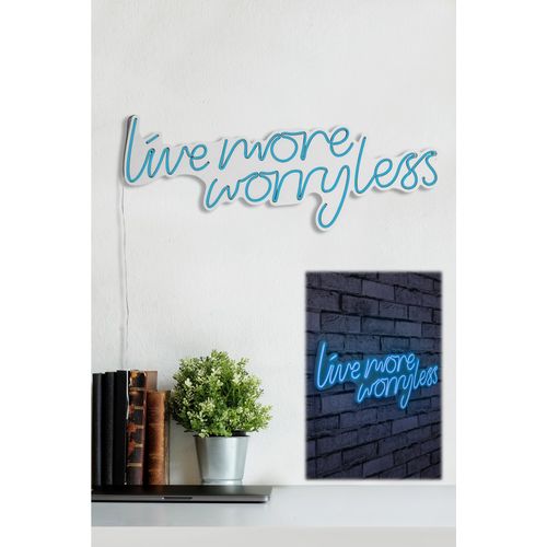 Wallity Ukrasna plastična LED rasvjeta, Live More Worry Less - Blue slika 12