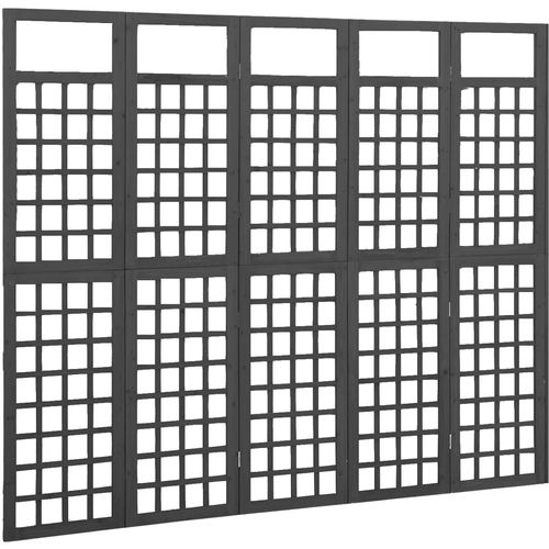 Sobna pregrada / rešetka s 5 panela jelovina 201,5x180 cm crna slika 2