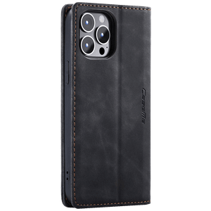 CaseMe Futrola preklopna za iPhone 14 Pro, koža, crna - Flip Leat. Phone Case iPhone 14 Pro