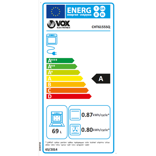 Vox CHT 6155 SQ Staklokeramički šporet, Ventilatorska rerna, Širina 60 cm, Siva boja slika 7