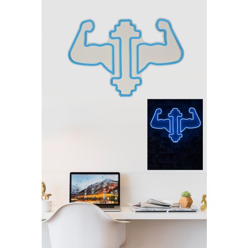 Wallity Ukrasna plastična LED rasvjeta, Gym Dumbbells WorkOut - Blue slika 11