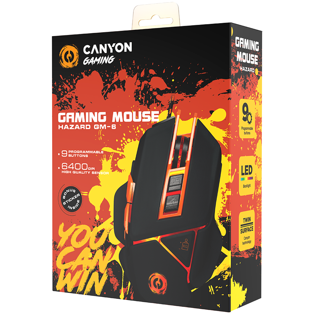 CANYON Optical gaming mouse, adjustable DPI setting 800/1000/1200/1600/2400/3200/4800/6400, LED backlight, moveable weight slot and retractable top cover for comfortable usage slika 6