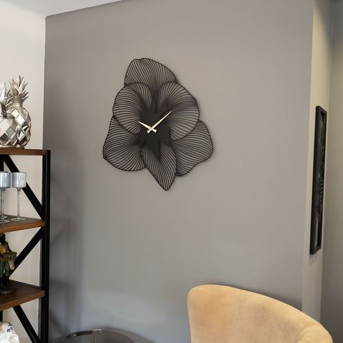Azalea Metal Wall Clock - APS039 49 - Black Black Decorative Metal Wall Clock slika 1
