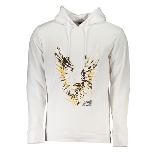 CAVALLI CLASS MEN'S WHITE ZIPLESS SWEATSHIRT slika 1