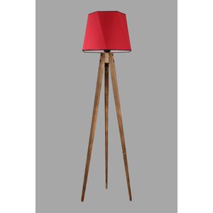 Tripod lambader yanık altıgen kırmızı abajurlu Red Floor Lamp