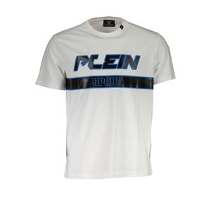 PLEIN SPORT WHITE MEN'S SHORT SLEEVE T-SHIRT