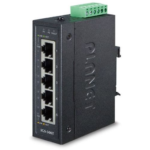 Planet Compact Industrial 5-Port (5x 1GbE RJ45) Switch, (-40~75C) unmanaged slika 1