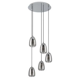Eglo viseća lampa alobrase e27 5x40w krom/crno-prozirno v:1500mm o540mm