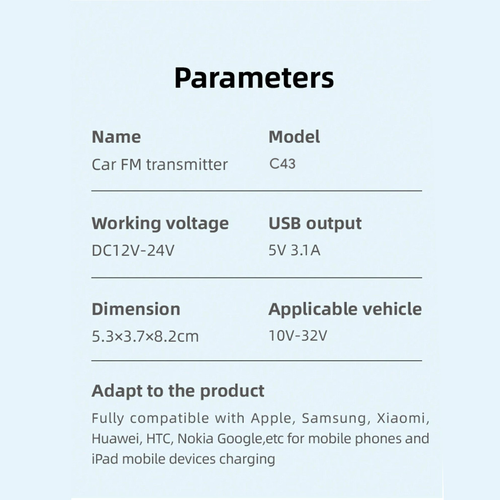 FM transmiter C43 USB, QC 3.0 Bluetooth 5.0, handsfree crni slika 10