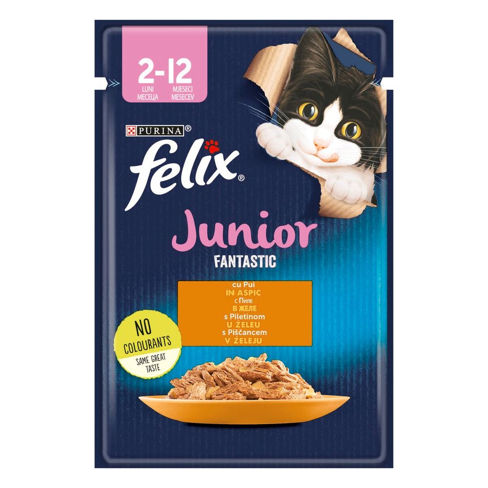 FELIX Fantastic Junior, potpuna hrana za mačiće, mokra hrana s piletinom u želeu, 85g slika 1