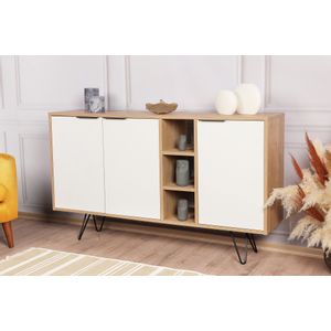 Woody Fashion Komoda, hrastBijela boja, Clara Console - Oak, White