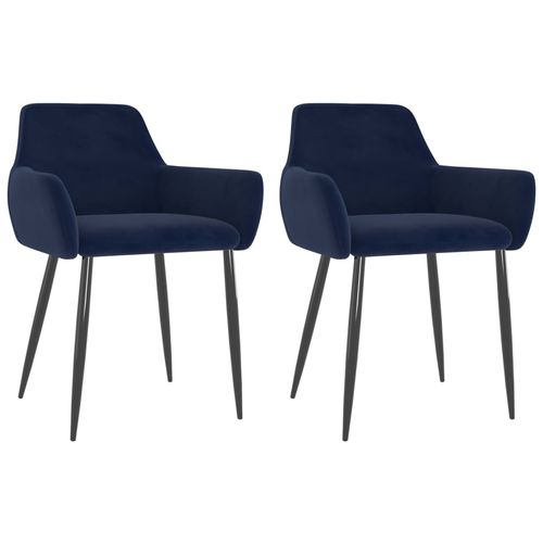 Blagovaonske stolice 2 kom plave baršunaste slika 1
