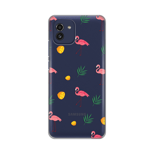 Torbica Silikonska Print Skin za Samsung A035G Galaxy A03 Flamingos slika 1