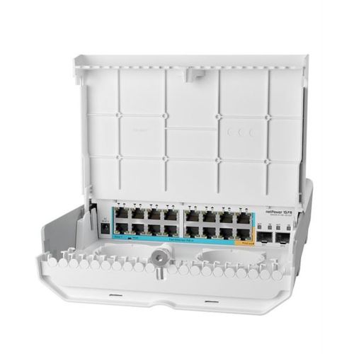 MikroTik outdoor 18 port switch with 15 reverse PoE ports and SFP slika 1