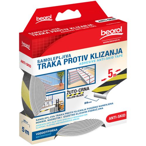 Beorol Samolepljiva traka protiv klizanja Anti-Skid 25mm x 5m, žuto-crna slika 1