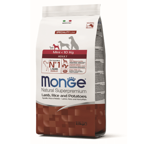 Monge Natural Superpremium Dog Mini Adult Monoprotein Lamb With Rice, Patatoes 7.5 kg slika 1