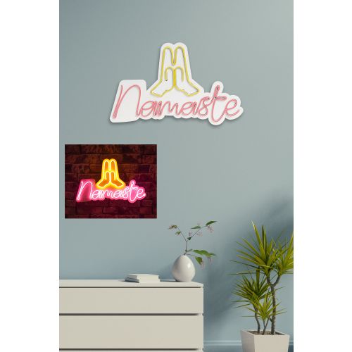 Wallity Ukrasna plastična LED rasvjeta, Namaste - Pink, Yellow slika 3