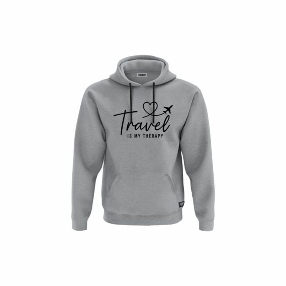 XGB3 Duks sa kapuljačom i džepom Travel is My Therapy Tee slika 1