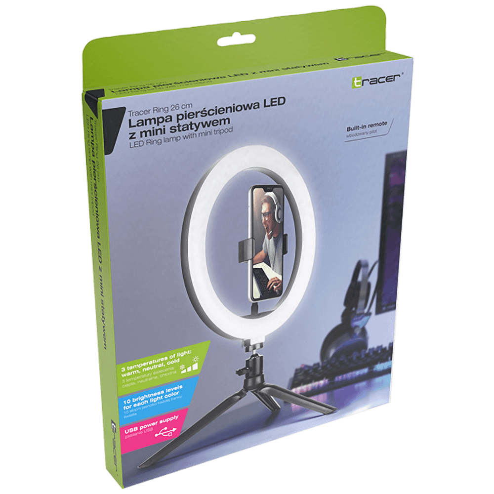 Tracer Lampa,LED, sa mini tripod postoljem, 10W - LED RING LAMP 26cm, MINI TRIPOD slika 4