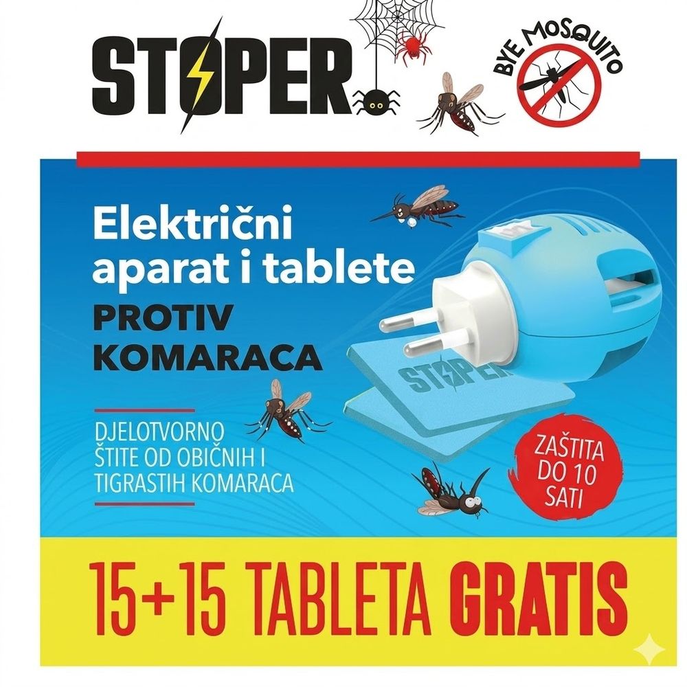 Stoper Električni aparat i tablete protiv komaraca slika 1