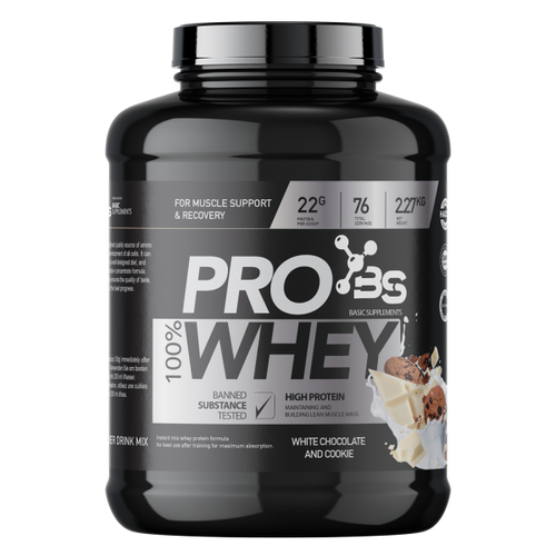 100% PRO WHEY 2.27KG BASIC SUPPLEMENTS -  White Chocolate & Cookie slika 1