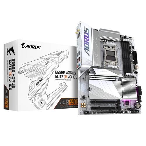 Gigabyte B650E A ELITE X ICE AM5, AMD B650, 4 x DDR5 DIMM, PCIe UD Slot X： PCIe 5.0 x16 slot with 10X strength for graphics card slika 1