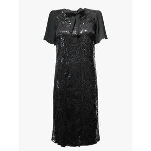 Glitter haljina sa vezanjem u mašnu - crna