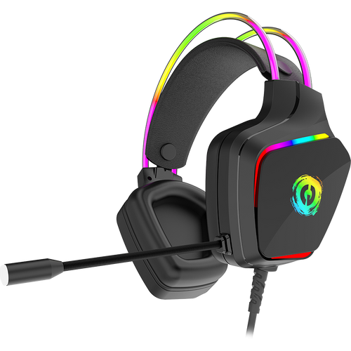 CANYON Darkless GH-9A, RGB gaming headset with Microphone, Microphone frequency response: 20HZ~20KHZ, ABS+ PU leather, USB*1*3.5MM jack plug, 2.0M PVC cable, weight:280g, black slika 1