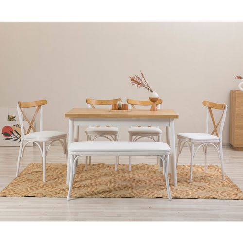 Woody Fashion Set stolova i stolica (6 komada), Bijela boja, OLV-SA-TK4 slika 1