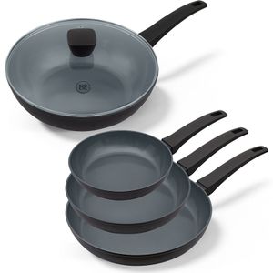 BE Living Set 3 tave 20-24-28 cm + wok s poklopcem 28 cm Delight Black