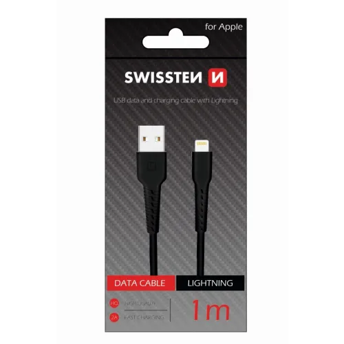 Swissten kabl USB/Lightning 1,0m crna slika 2