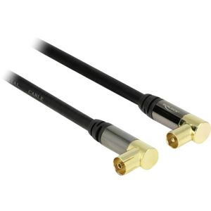 Delock antene, SAT priključni kabel [1x 75 Ω antenski muški konektor - 1x 75 Ω antenski ženski konektor] 1.00 m 85 dB pozlaćeni kontakti crna