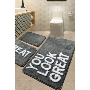 Great - Grey Multicolor Acrylic Bathmat Set (3 Pieces)