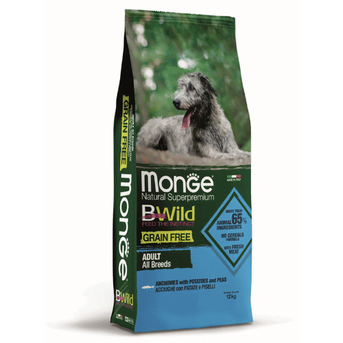 Monge BWild Grain Free Dog All Breeds Adult Anchovies With Potatoes And Peas 2.5 kg slika 1