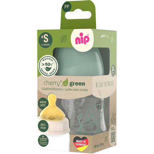 nip® Plastična flašica širokog grla Cherry Green 150ml 0m+, Green slika 3